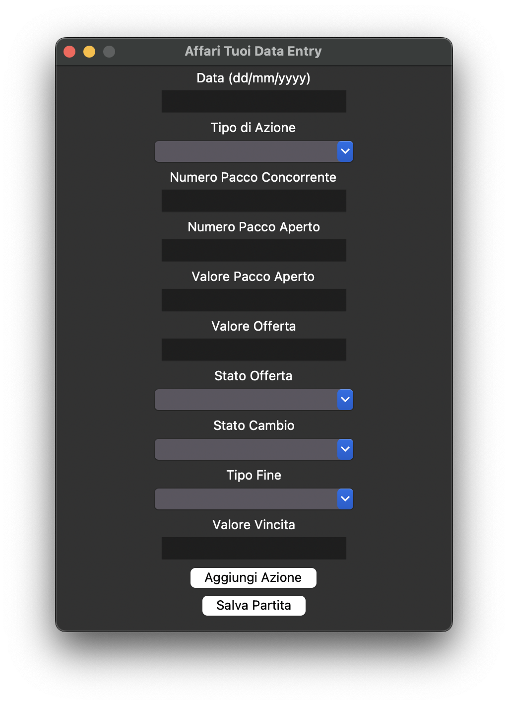 Software per la raccolta dei dati